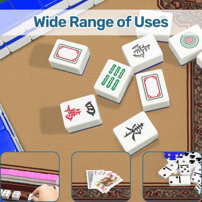 Mahjong Table Mat with Carry Bag – Foldable Waterproof 31.5"x31.5" Game Mat in Warm Brown with Intricate Border for Mahjong and Card Games image 7