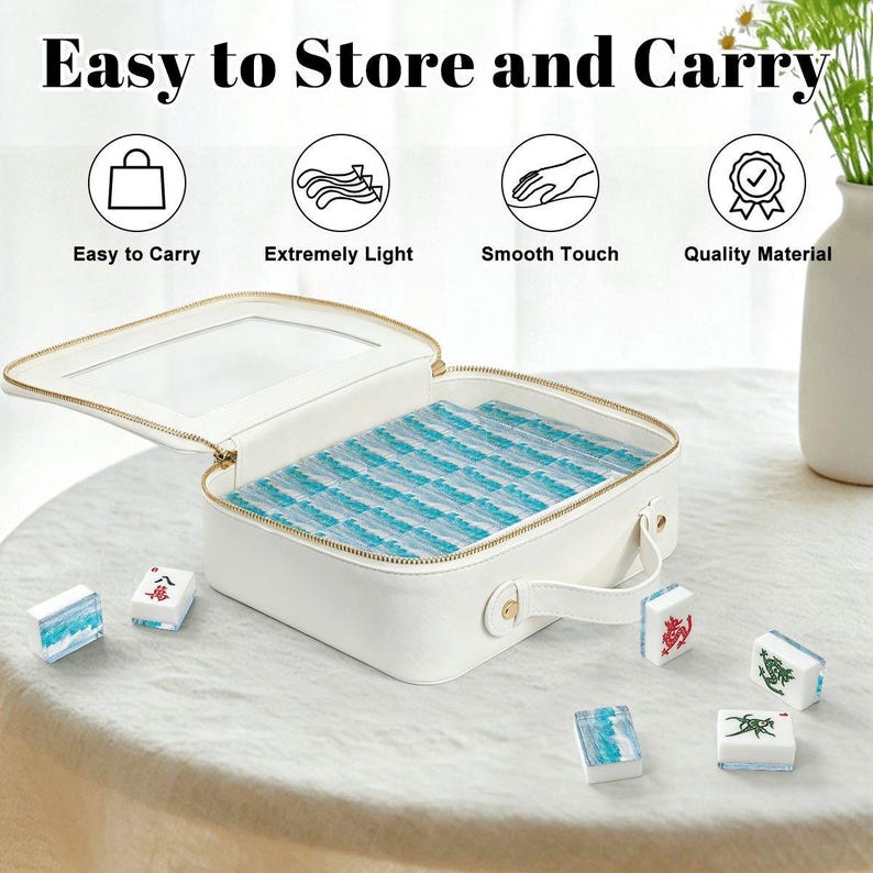 American Mahjong Tiles Set, Ocean Wave Mahjong Tiles, Coastal Mahjong Game Pieces, Beach Inspired Travel Mahjong Gift Accessories image 6