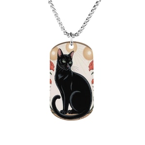 Vintage Black Cat Pendant Necklace: Occult Cat Lover Gift