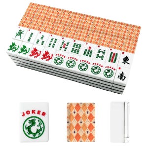 Orange Plaid American Mahjong Tiles Set Fall Mahjongg Accessories Travel Game Tiles Gift for Mahjong Players Cozy Party Game Decor Set image 2