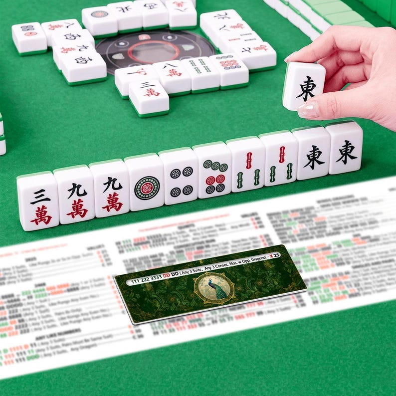 Mahjong Line Reader Set of 4 Acrylic Game Guides, Green Peacock Mahjong Accessories, Tile Row Helper, Game Night Gift for Players image 5