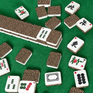 Leopard American Mahjong Tiles Set, Acrylic Mahjong Tiles with Cheetah Print Backs, 166 Piece Tile Game Gift for Players, 166 pieces image 7