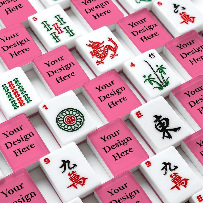 Juego de fichas de Mahjong personalizadas, fichas de Mahjong americanas personalizadas con tu diseño, regalo de Mahjong impreso a medida, juego de Mahjong único. imagen 1