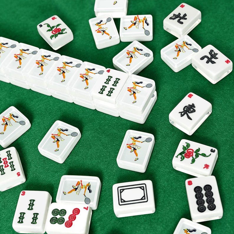 Tennis Mahjong Tiles Set, Green Court American Mahjong Tiles, Acrylic 166 Piece Game Set, Sporty Tile Gift for Mahjong Players image 7