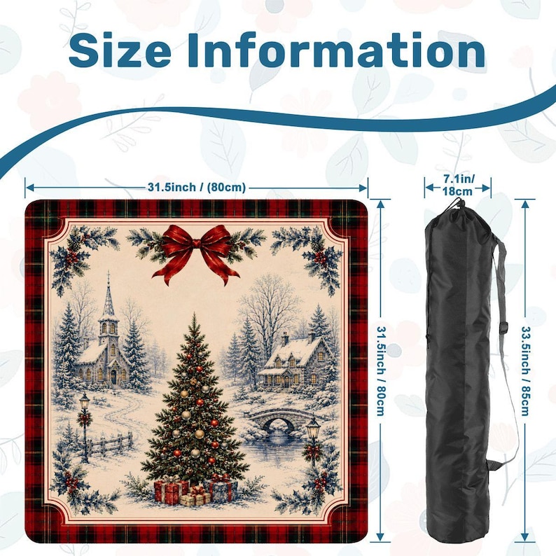 Christmas Mahjong Mat Winter Village Design with Carry Bag, Holiday Mahjong Mat,Festive Game Night Gift 31.5"x31.5" (Ship Rolled up) imagem 2