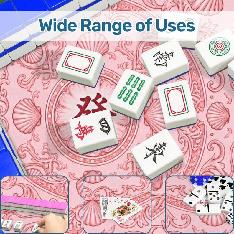 Pink Shell Mahjong Mat, Coastal Mahjong Game Table Cover, Seashell Tile Mat, Mahjong Gift Accessory for Players 31.5"x31.5" (Ship Rolled up) bild 8