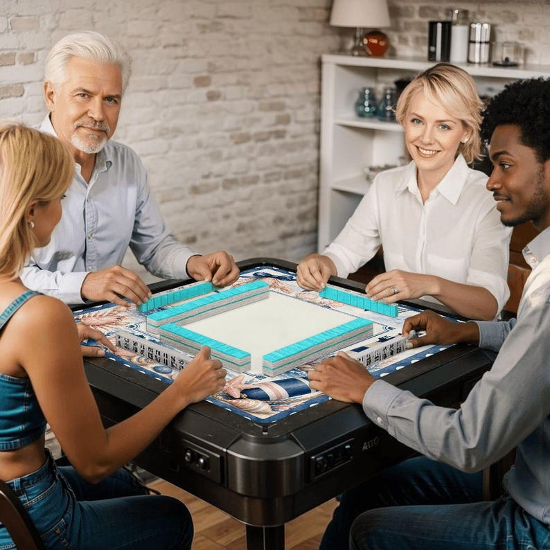 Lighthouse Mahjong Table Mat with Travel Carry Bag, Nautical Coastal Tile Game Mat, Mahjong Accessory Gift 31.5"x31.5" (Ship Rolled up) afbeelding 9