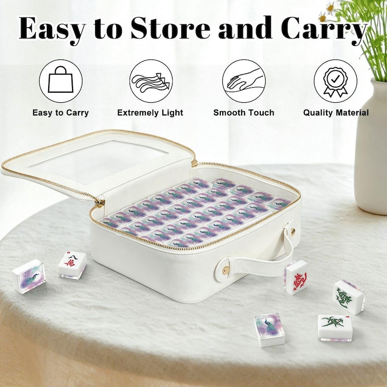 Peacock Mahjong Tile Set 166 Pieces, Hand Carved ,Mahjong Tiles, Luxury American Mahjong Set, Bird Design Game Gift image 6