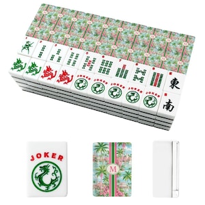 Personalized Tropical Mahjong Tiles Set, Custom Initial Palm Beach American Mahjong Tiles, Acrylic 166 Piece Game Night Gift Set image 2