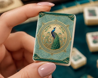 Juego de fichas de Mahjong con diseño de pavo real, 166 piezas, fichas de Mahjong de lujo, juego de Mahjong americano, elegante diseño de aves.