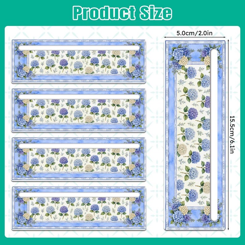 Blue Hydrangea Mahjong Line Reader Set of 4 Acrylic Game Guides, Floral Chinoiserie Mahjong Accessories, Tile Row Helper Gift immagine 3
