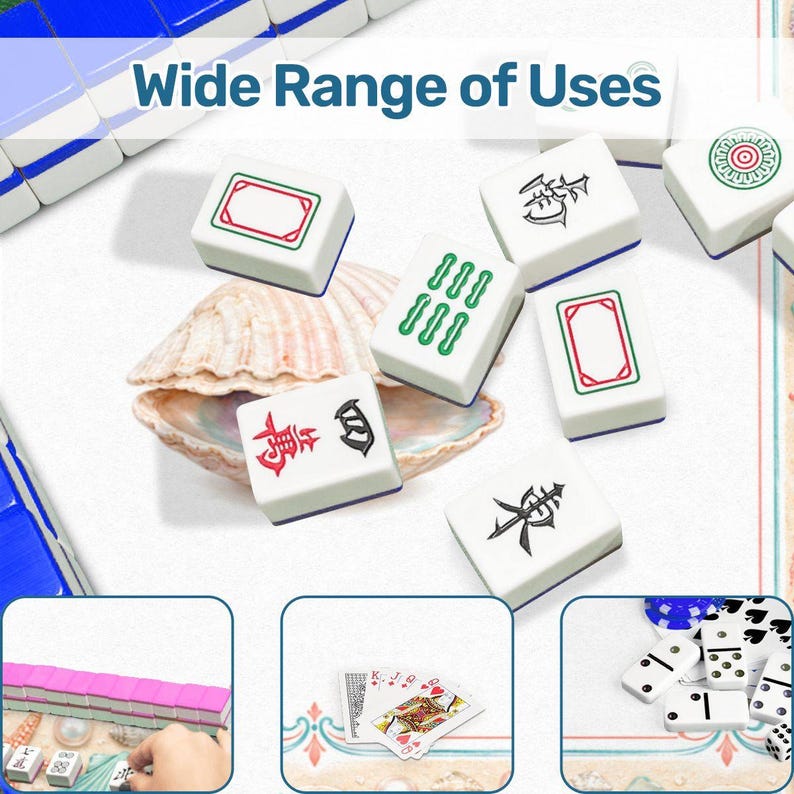 Seashell Mahjong Table Mat with Travel Carry Bag, Coastal Ocean Tile Game Mat, Mahjong Accessory Gift 31.5"x31.5" (Ship Rolled up) image 8