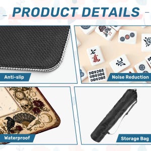 Gothic Raven Mahjong Mat,Halloween Mat with Carry Bag , Spooky Game Night Accessory Gift for Mahjong Players 31.5"x31.5" (Ship Rolled up) image 5