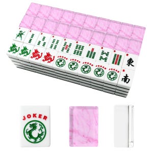 American Mahjong Tiles Set, Pink Marble Mahjong Tiles, Acrylic Mahjong Game Pieces, Travel Mahjong Gift, Cute Mahjong Accessories Bild 2