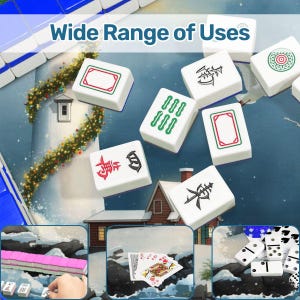 Juego de tapete de mahjong con diseño de faro navideño, tapete de juego con temática costera y bolsa de transporte, regalo ideal para noches de juegos de mahjong, 80 x 80 cm (se envía enrollado). imagen 8