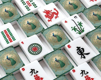 Juego de fichas de Mahjong con diseño de pavo real, 166 piezas, fichas de Mahjong de lujo, juego de Mahjong americano, elegante diseño de aves.