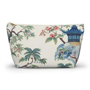 Chinoiserie Mahjong Tasche, Aufbewahrungstasche für blaue Pagoden, Mahjong-Etui mit Reißverschluss, Tote- und Zubehörtaschen separat erhältlich Large Pouch only