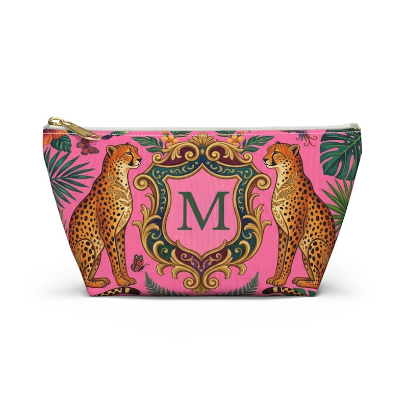 Personalized Mahjong Tote Bag, Leopard Pink Monogram Mahjong Storage Bag Large Mahjong Tile Tote with Zipper Pouch Accessory Bags image 7
