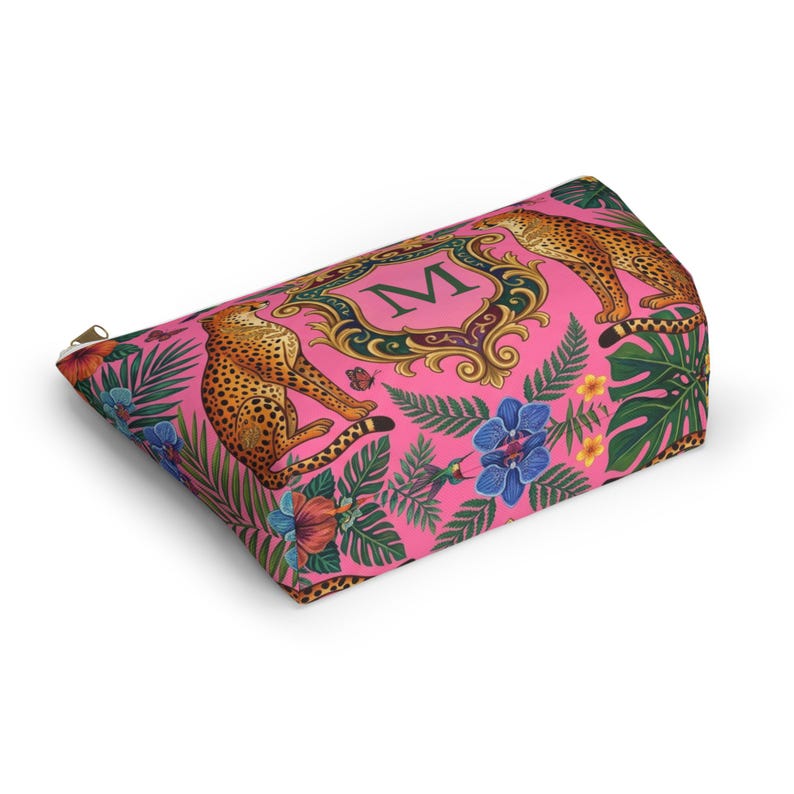 Personalized Mahjong Tote Bag, Leopard Pink Monogram Mahjong Storage Bag Large Mahjong Tile Tote with Zipper Pouch Accessory Bags image 9
