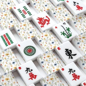 Floral Mahjong Tiles Set, Wildflower American Mahjong Tiles, Acrylic 166 Piece Game Set, Elegant Flower Tile Gift for Players image 1