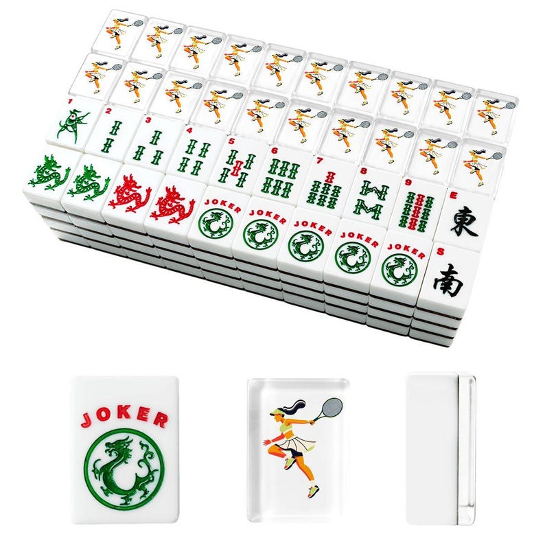 Tennis Mahjong Tiles Set, Green Court American Mahjong Tiles, Acrylic 166 Piece Game Set, Sporty Tile Gift for Mahjong Players image 2