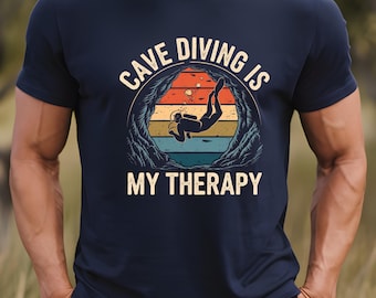 Cave Diving Therapy T-Shirt, Unisex Softstyle Tee, Water Sports Gift, Adventure Lover Shirt, Unique Diving Apparel