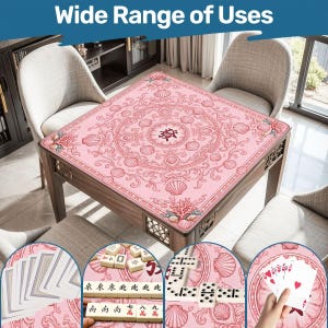 Pink Shell Mahjong Mat, Coastal Mahjong Game Table Cover, Seashell Tile Mat, Mahjong Gift Accessory for Players 31.5"x31.5" (Ship Rolled up) bild 7