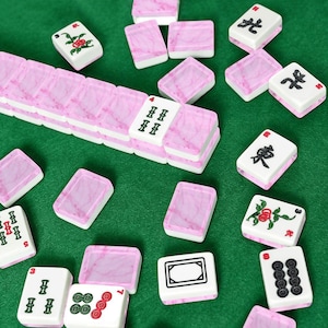 American Mahjong Tiles Set, Pink Marble Mahjong Tiles, Acrylic Mahjong Game Pieces, Travel Mahjong Gift, Cute Mahjong Accessories Bild 7