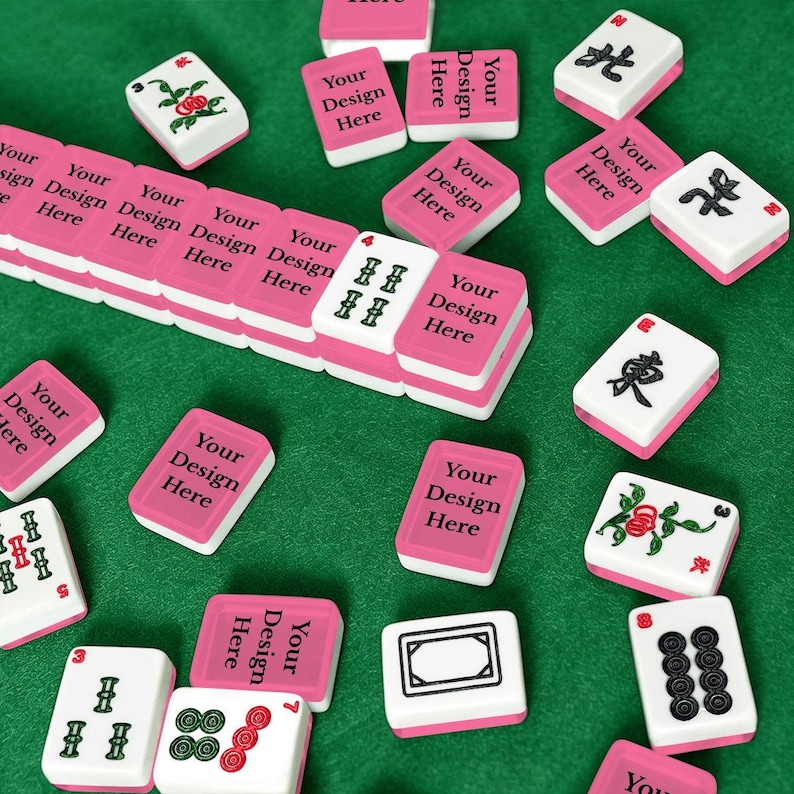 Juego de fichas de Mahjong personalizadas, fichas de Mahjong americanas personalizadas con tu diseño, regalo de Mahjong impreso a medida, juego de Mahjong único. imagen 7