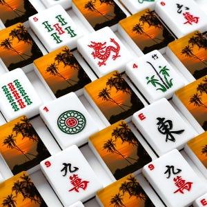 American Mahjong Tiles Set, Tropical Sunset Mahjong Tiles, Palm Tree Mahjong Game Pieces, Travel Mahjong Gift, Summer Mahjong Accessories image 1