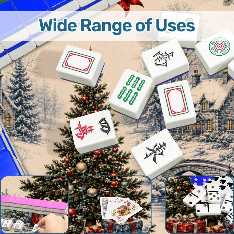 Christmas Mahjong Mat Winter Village Design with Carry Bag, Holiday Mahjong Mat,Festive Game Night Gift 31.5"x31.5" (Ship Rolled up) imagem 8