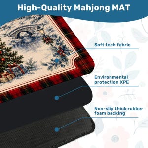Christmas Mahjong Mat Winter Village Design with Carry Bag, Holiday Mahjong Mat,Festive Game Night Gift 31.5"x31.5" (Ship Rolled up) imagem 4
