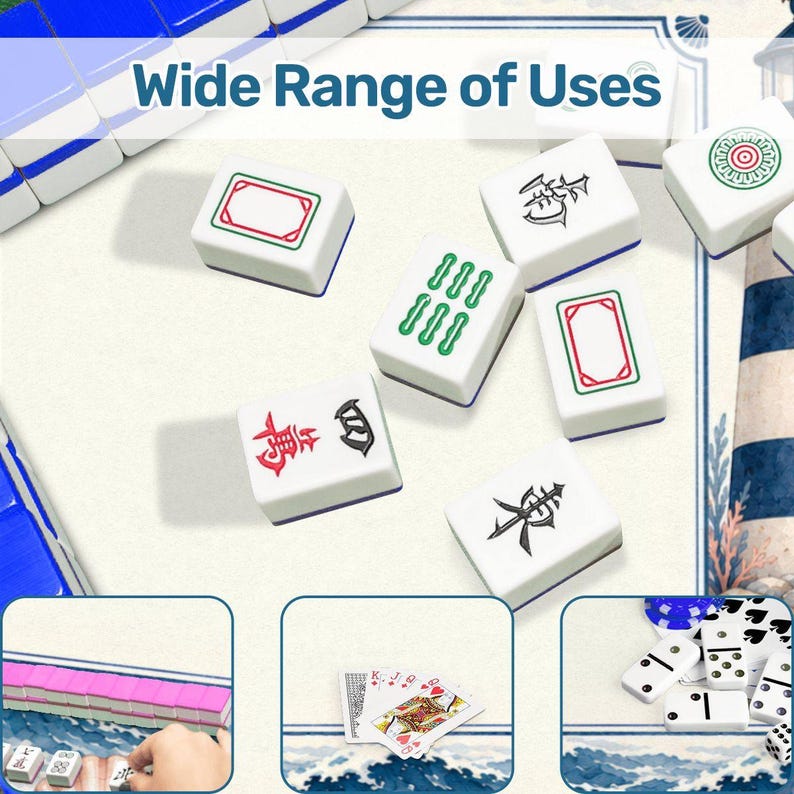 Lighthouse Mahjong Table Mat with Travel Carry Bag, Nautical Coastal Tile Game Mat, Mahjong Accessory Gift 31.5"x31.5" (Ship Rolled up) afbeelding 8