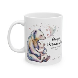 Personalized Mother&#39;s Day Ceramic Mug, Unique Gift for Mom, First Mother&#39;s Day Keepsake, Cute Animal Design, Home Coffee Cup