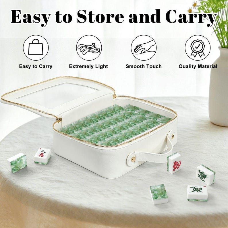 Green American Mahjong Tiles Set, Acrylic Mahjong Tiles with Jade Style Backs, 166 Piece Tile Game Gift for Mahjong Players image 6