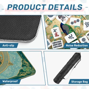Tapete de Mahjong Peacock de 31,5 x 31,5 pulgadas, tapete de juego de Mahjong portátil antideslizante con bolsa de transporte, tapete de juego decorativo (se envía enrollado). imagen 6