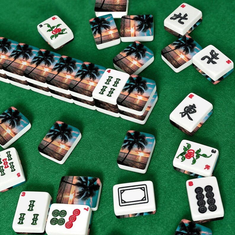 American Mahjong Tiles Set, Tropical Sunset Mahjong Tiles, Palm Beach Mahjong Game Pieces, Travel Mahjong Gift Accessories,166 Piece set 画像 7