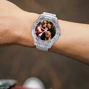 Personalized Men’s Stainless Steel Photo Watch, Custom Picture Wristwatch, Family Photo Watch Gift for Husband Dad Boyfriend image 7