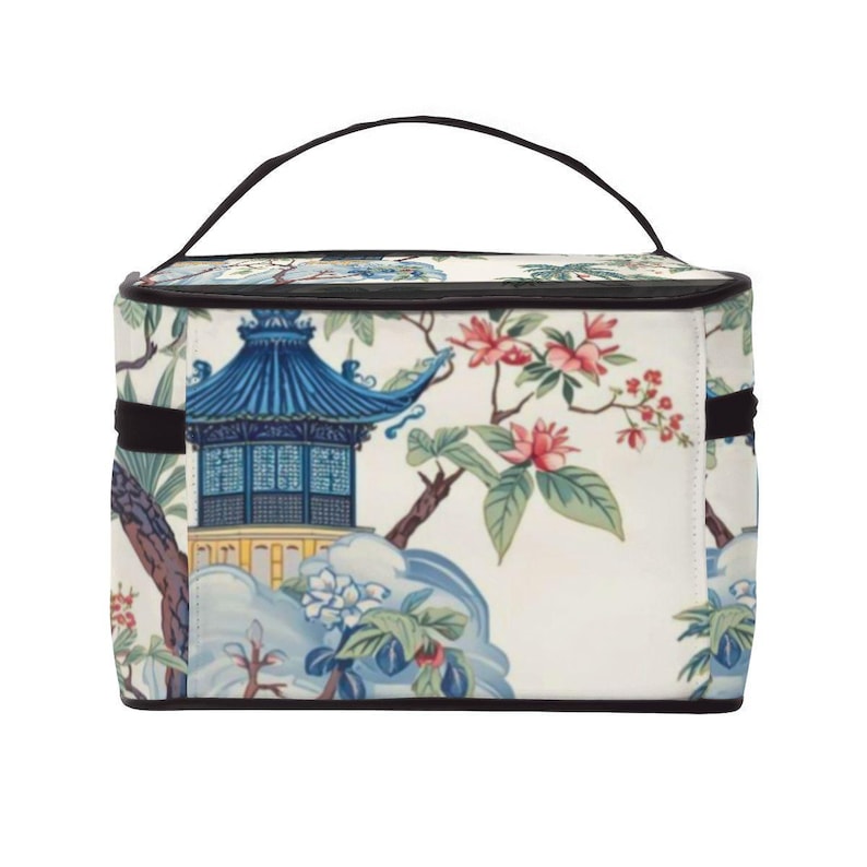 Chinoiserie Mahjong Storage Bag Portable Travel Case Asian Garden Tile Organizer Blue White Floral Carry Case Elegant Gift Idea Bild 5