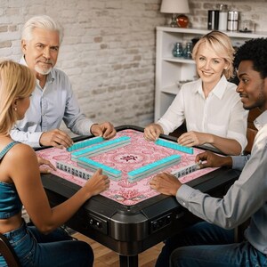 Pink Shell Mahjong Mat, Coastal Mahjong Game Table Cover, Seashell Tile Mat, Mahjong Gift Accessory for Players 31.5"x31.5" (Ship Rolled up) bild 9