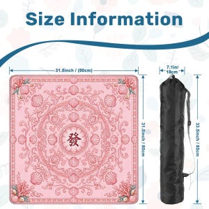 Pink Shell Mahjong Mat, Coastal Mahjong Game Table Cover, Seashell Tile Mat, Mahjong Gift Accessory for Players 31.5"x31.5" (Ship Rolled up) bild 2