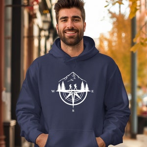 Hikers with Mountain Compass Hoodie Gift for Him, Her, Friend, Nature Lover, Hiker, Adventurer