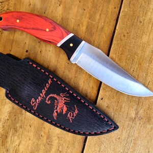 Messer Angeln Jagd Leder Tasche Büffel Leder Outdoor Bushcraft Steak Ausbein Scorpion Red