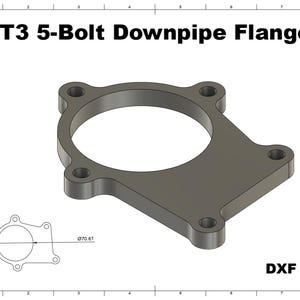 Digital file / T3 5-Bolt Downpipe Flange (precisionturbo) turbo flange / for CNC cutting / for Custom Manifolds