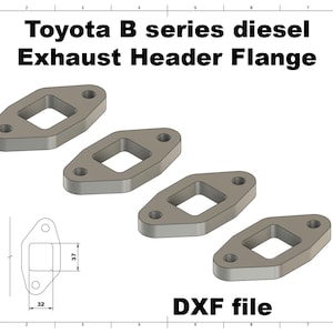 Digital File | Toyota B series diesel exhaust manifold flange | DXF for Laser/Plasma file cad dwg dxf drawing custom welding