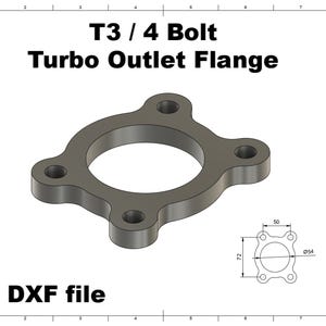 Digital file / T3 / 4 Bolt Turbo Outlet Flange / for cnc cutting / for Custom Manifolds exhaust file cad handmade welding dwg dxf DRAWING