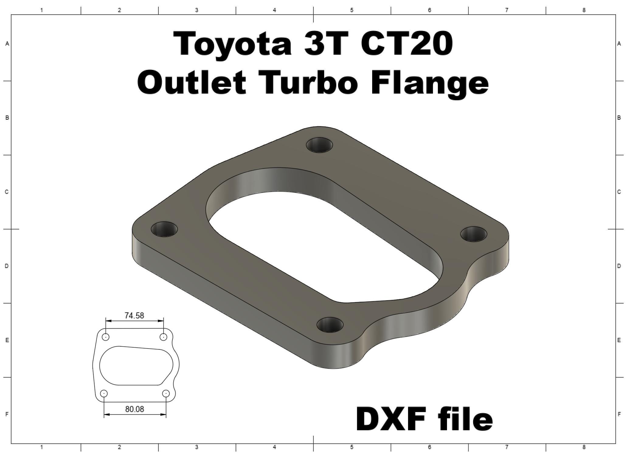 Toyota 3T CT20 Turbo Outlet Flange DXF File (digital Download