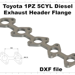 Digital File | Toyota 1PZ 5CYL Diesel 3.5 exhaust manifold flange | DXF for Laser/Plasma file cad dwg dxf drawing custom welding