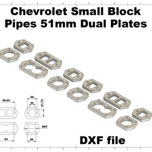 Digital file | Chevy 51mm Exhaust Manifold Flange DXF File: Laser/Plasma Cut-Ready  | file cad dwg dxf drawing custom welding