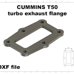 Digital file / CUMMINS T50 turbo flange / for cnc cutting / for Custom Manifolds exhaust file cad nt, kta, st